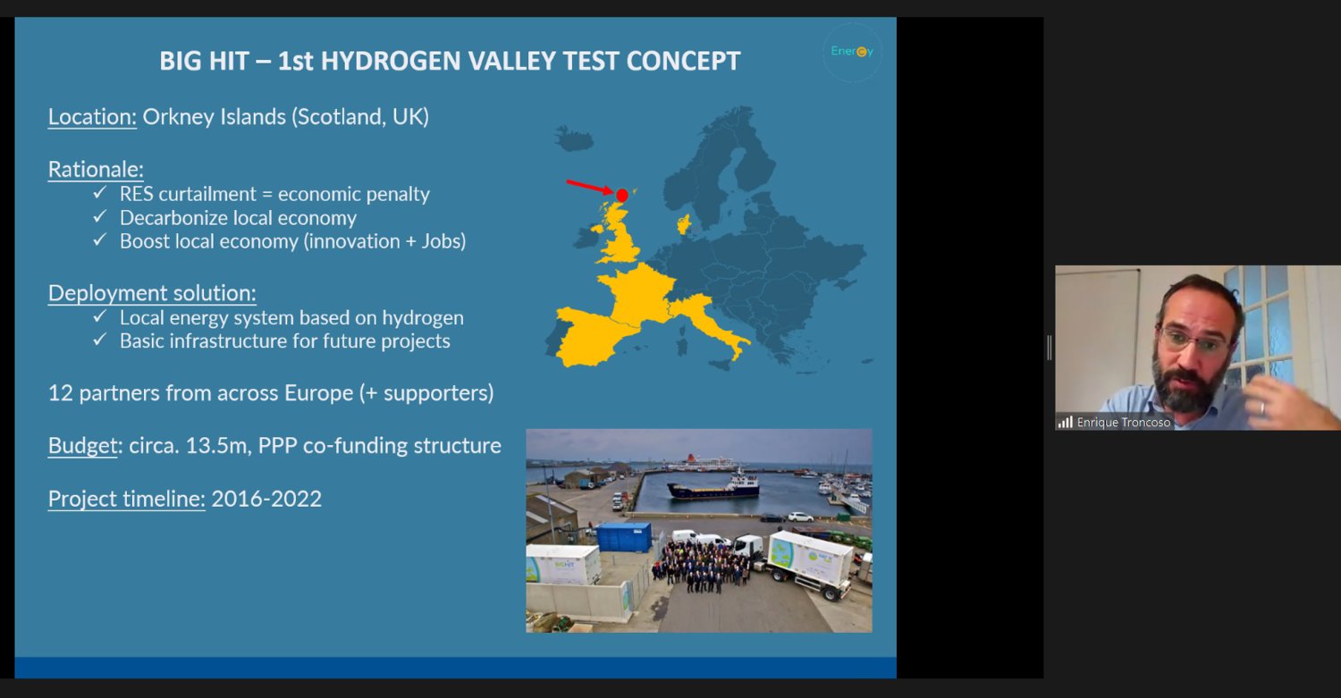 Dr. Enrique Troncoso, co-founder of Energy B.V. consulting, presents the Lewis County Energy Innovation Coalition with success stories of how they’ve developed hydrogen valleys during a remote meeting on Tuesday.